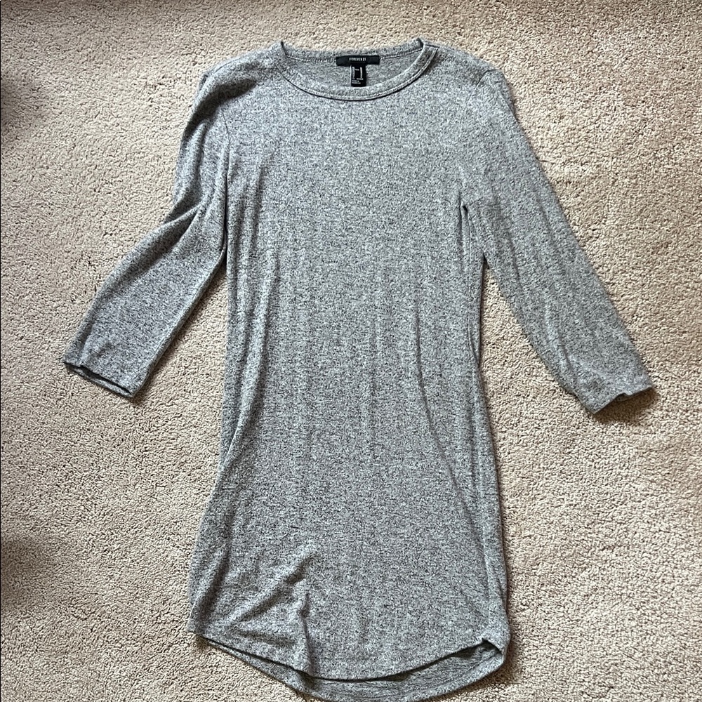 Forever 21 Heather Gray Long Sleeve Shift Dress